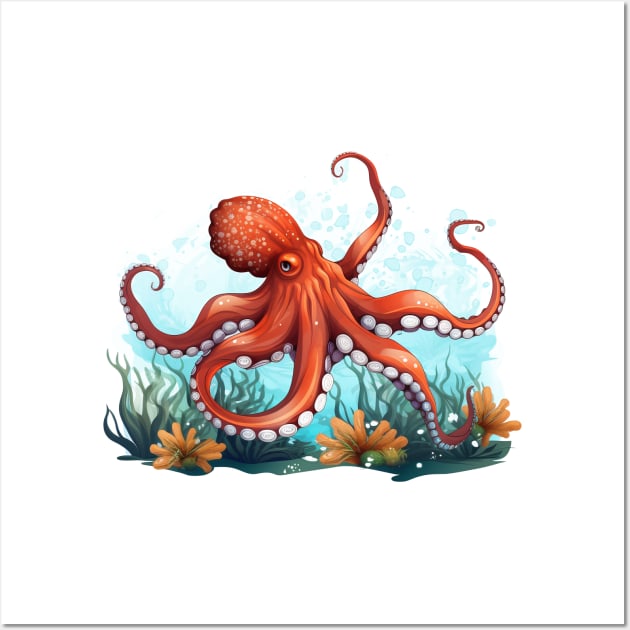 Orange Octopus Wall Art by zooleisurelife